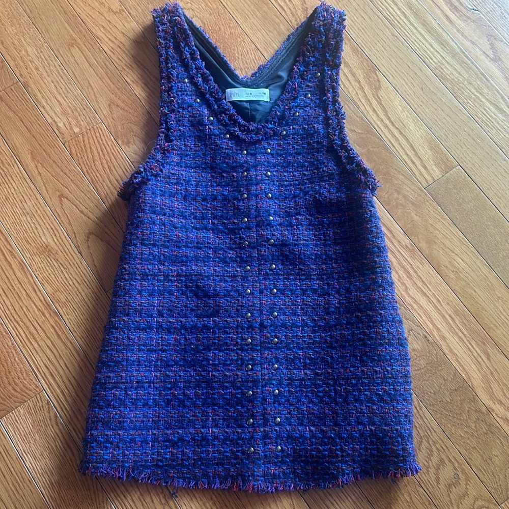 Zara dress size 6.Boucle lined dress. Metal detail on neck and middle.